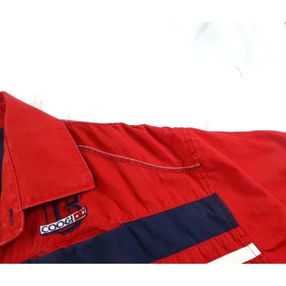 Coogi Red & Navy Vintage Racing 1969 Emblem Short Sleeve Button Shirt Xxl - Picture 14 of 16